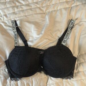 Victoria secret Black Lace Bra with Embellished Straps